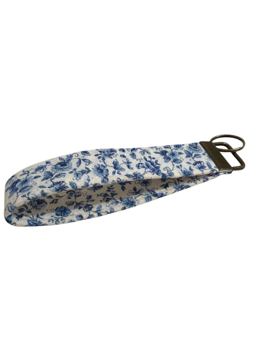 Blue Floral Wristlet Keychain
