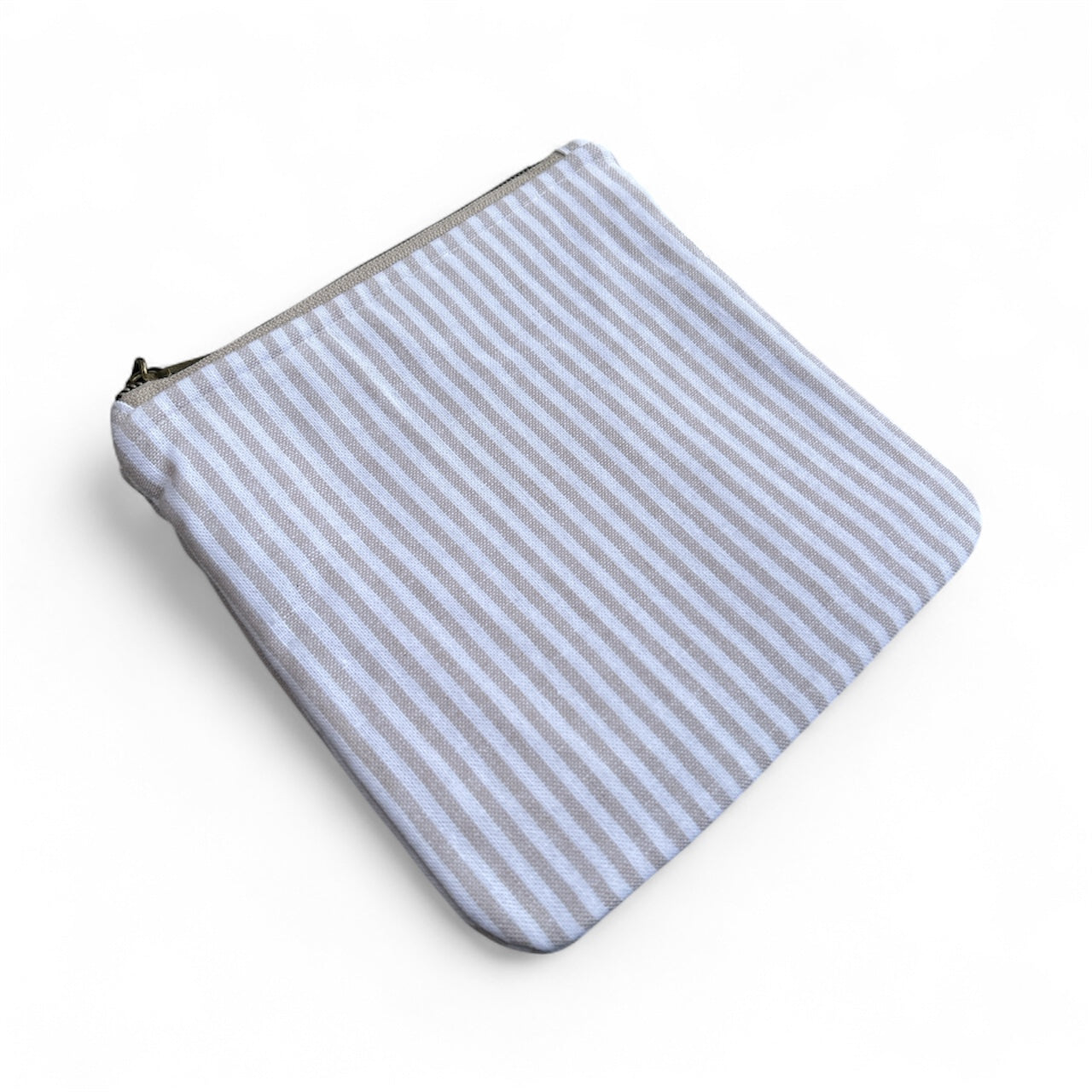 Mini Zip Pouch - Beige Striped