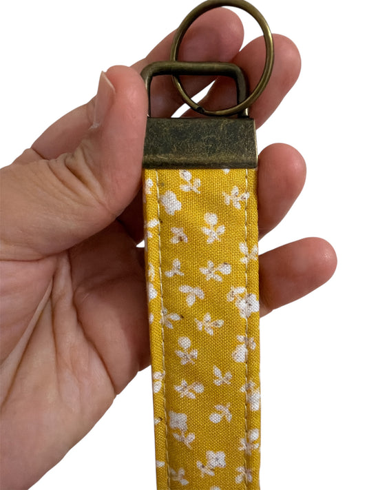 Yellow Floral Wristlet Keychain