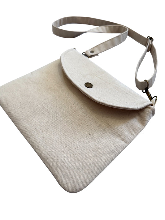 Neutral Canvas Crossbody Bag