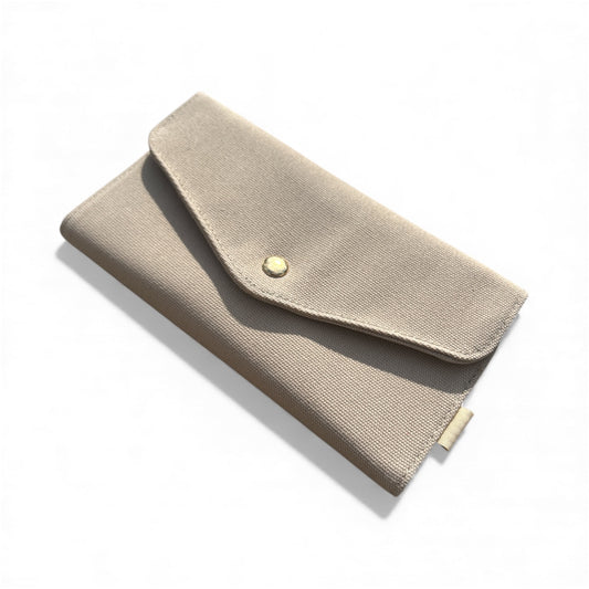 beige canvas wallet small compact wallet minimalist cotton canvas wallet with snap closure