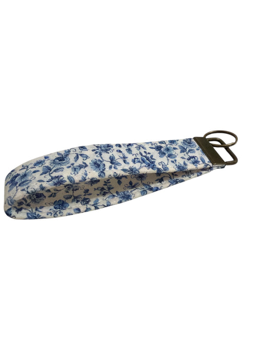 Blue Floral Wristlet Keychain