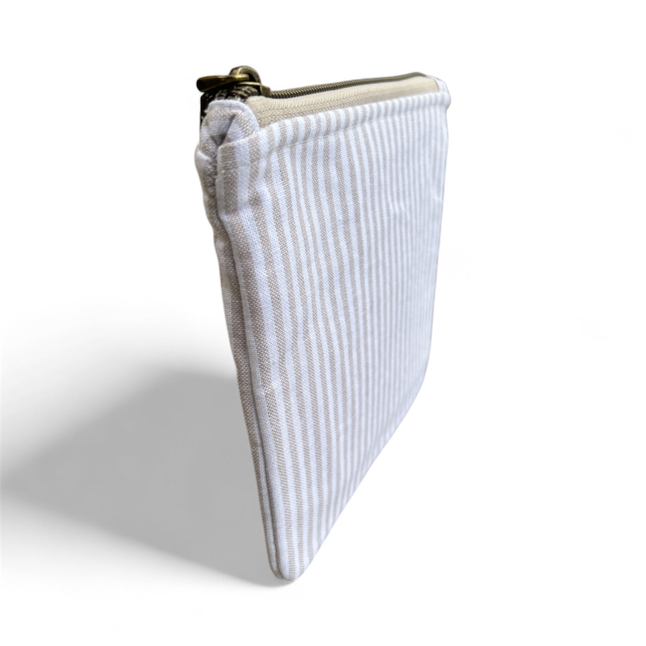 Mini Zip Pouch - Beige Striped