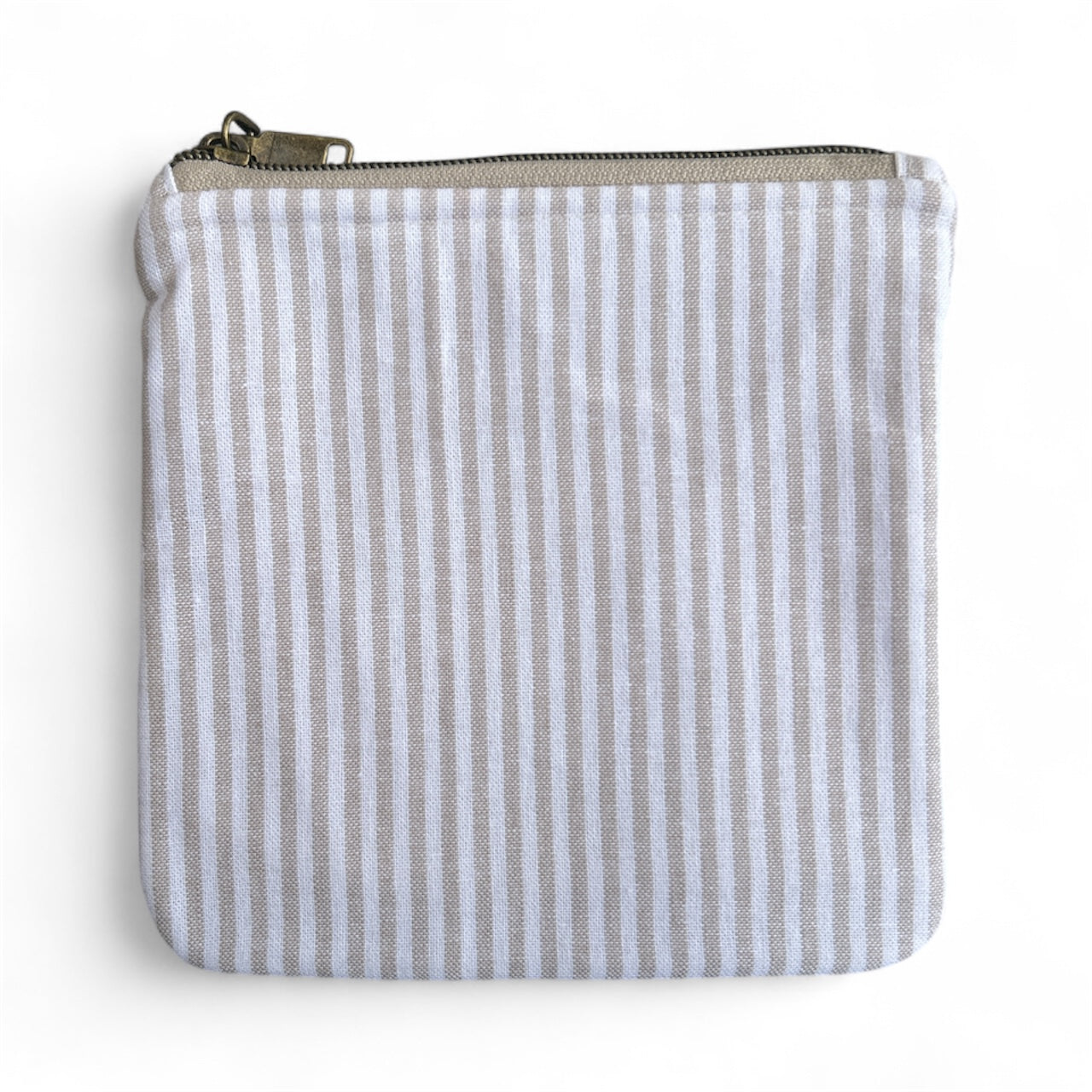 Mini Zip Pouch - Beige Striped