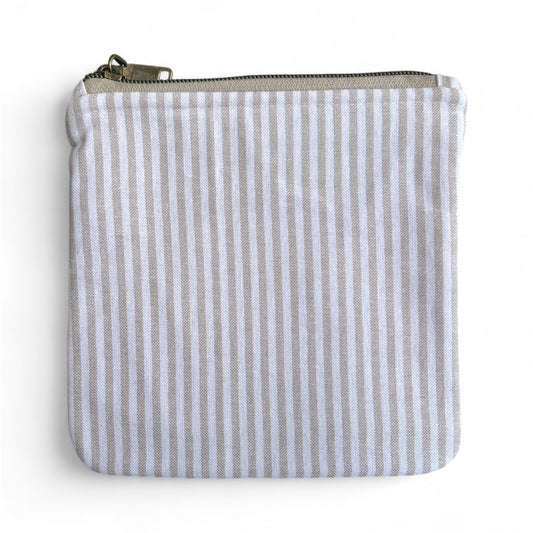 Mini Zip Pouch - Beige Striped
