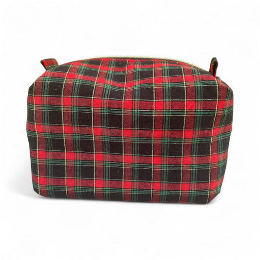 Boxy Makeup Bag - Christmas Plaid