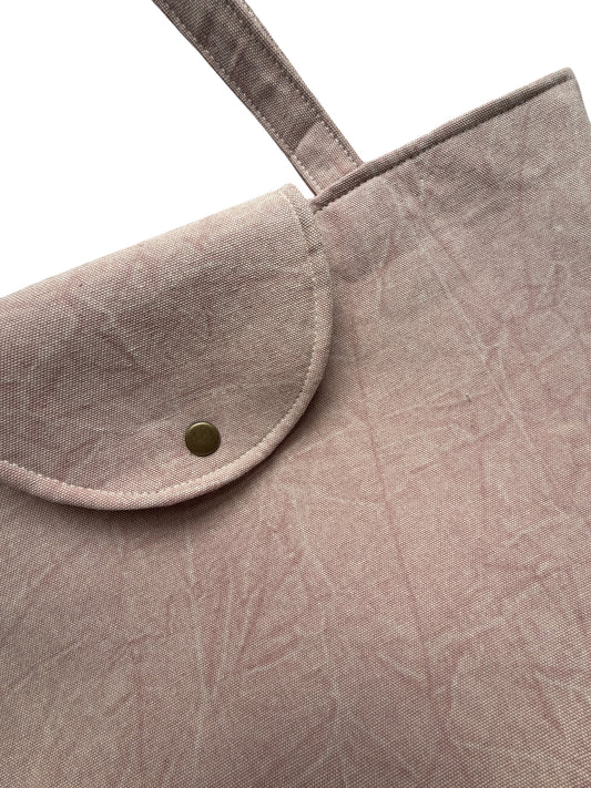 pink washed canvas tote bag detail snap closure soft cotton canvas minimalist tote bag