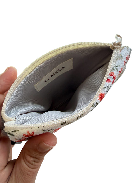 Inside of Florence gray floral keychain wallet showing compartments