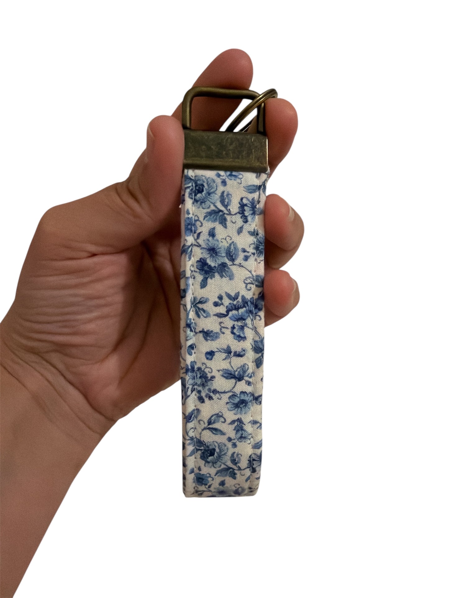 Blue Floral Wristlet Keychain