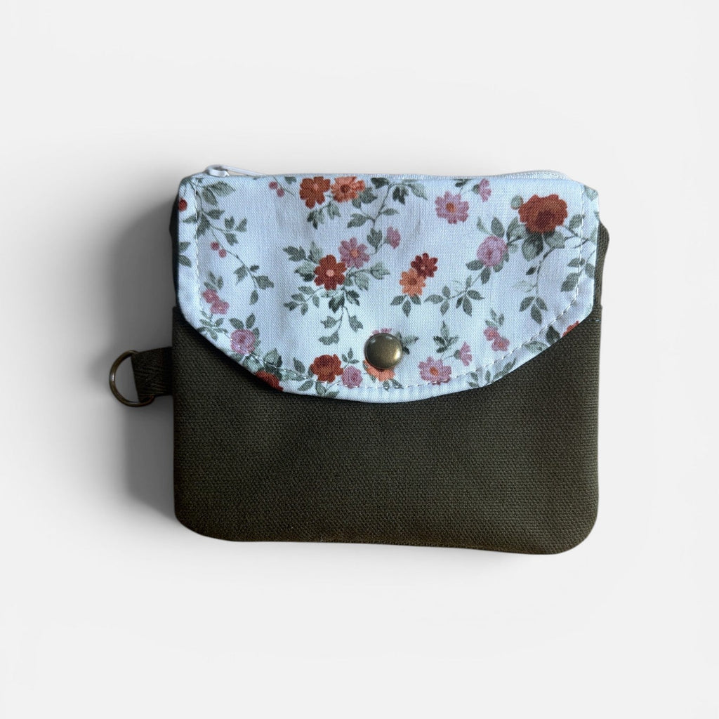 English Garden Olive Canvas Keychain Wallet