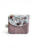 Florence pink floral canvas keychain wallet with zipper closure