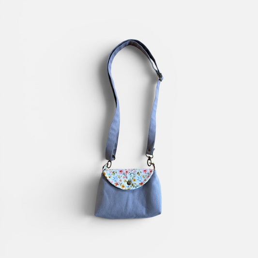 Florance Gray Canvas Floral Crossbody Bag