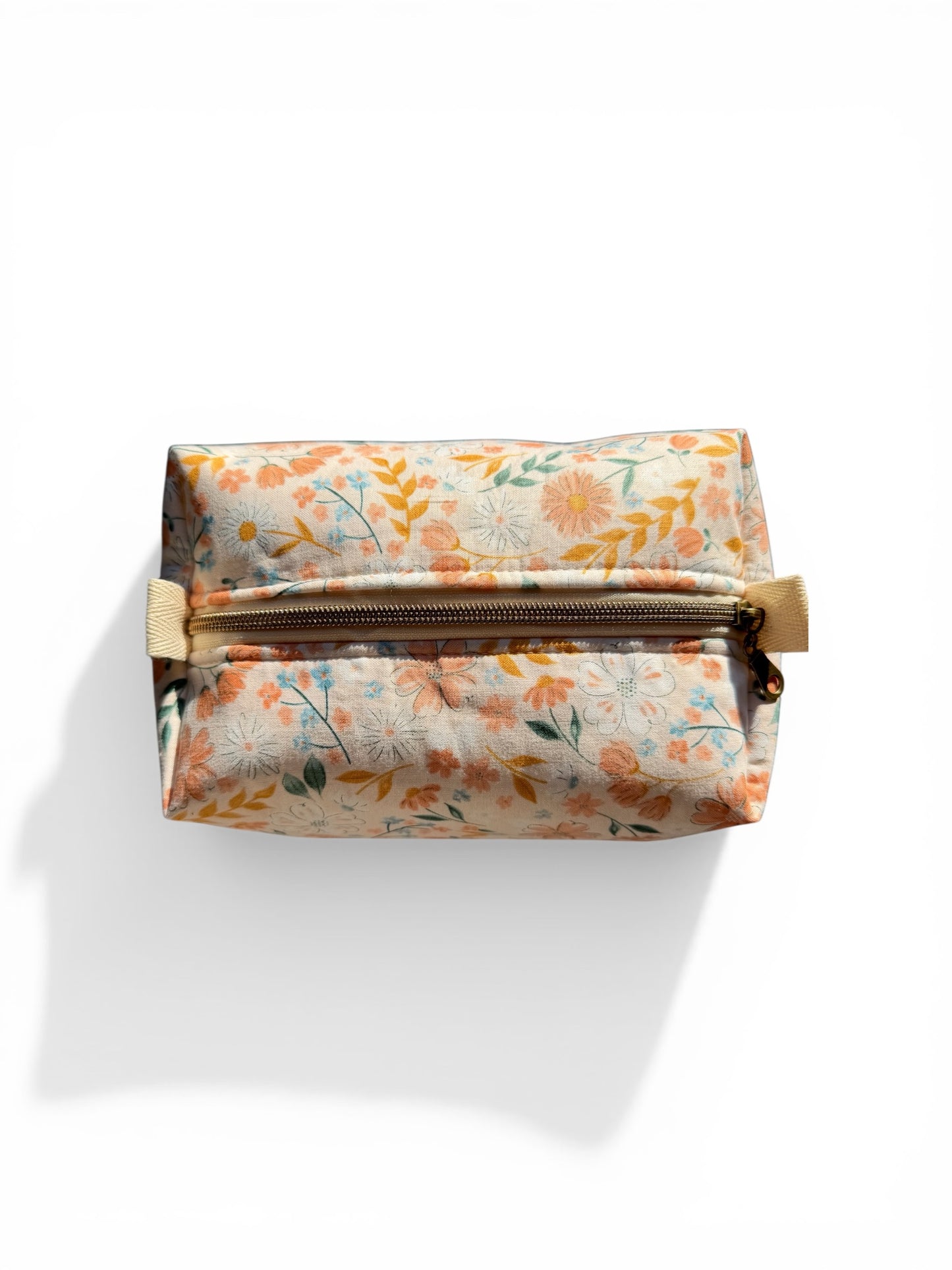 Peach Floral Boxy Pouch