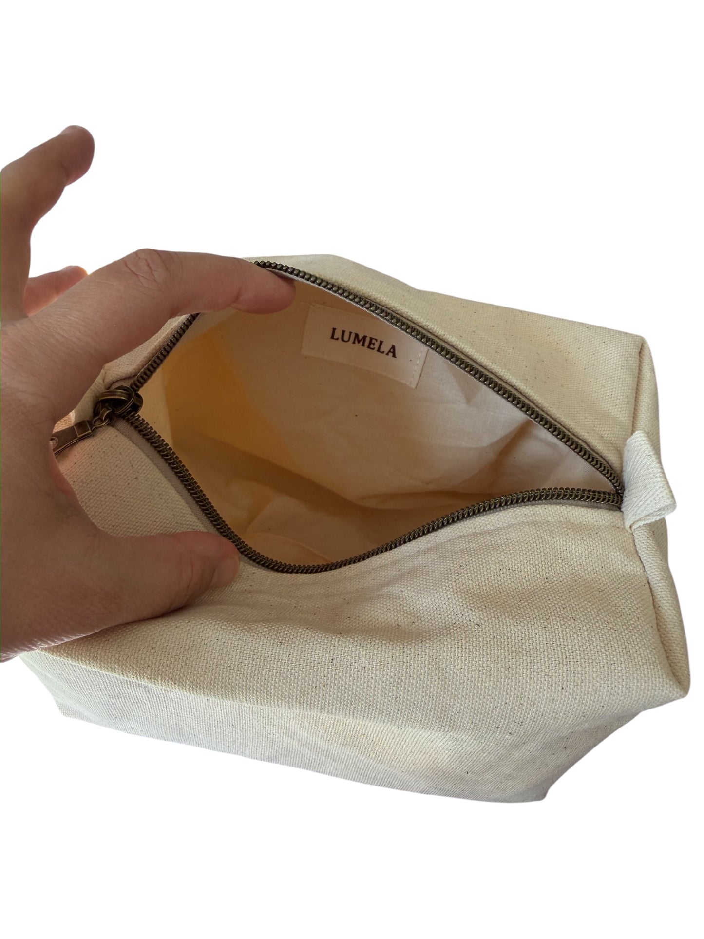 Lumela Neutral Canvas Boxy Pouch