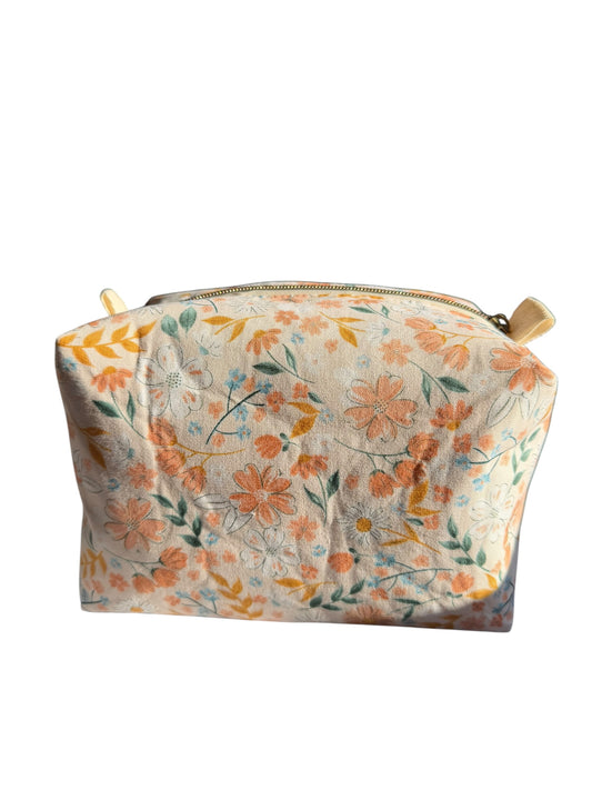 Peach Floral Boxy Pouch