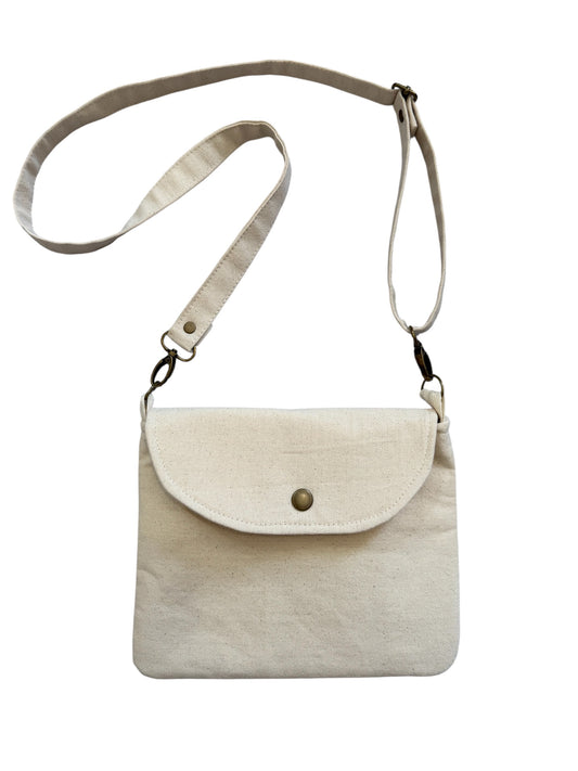 Neutral Canvas Crossbody Bag