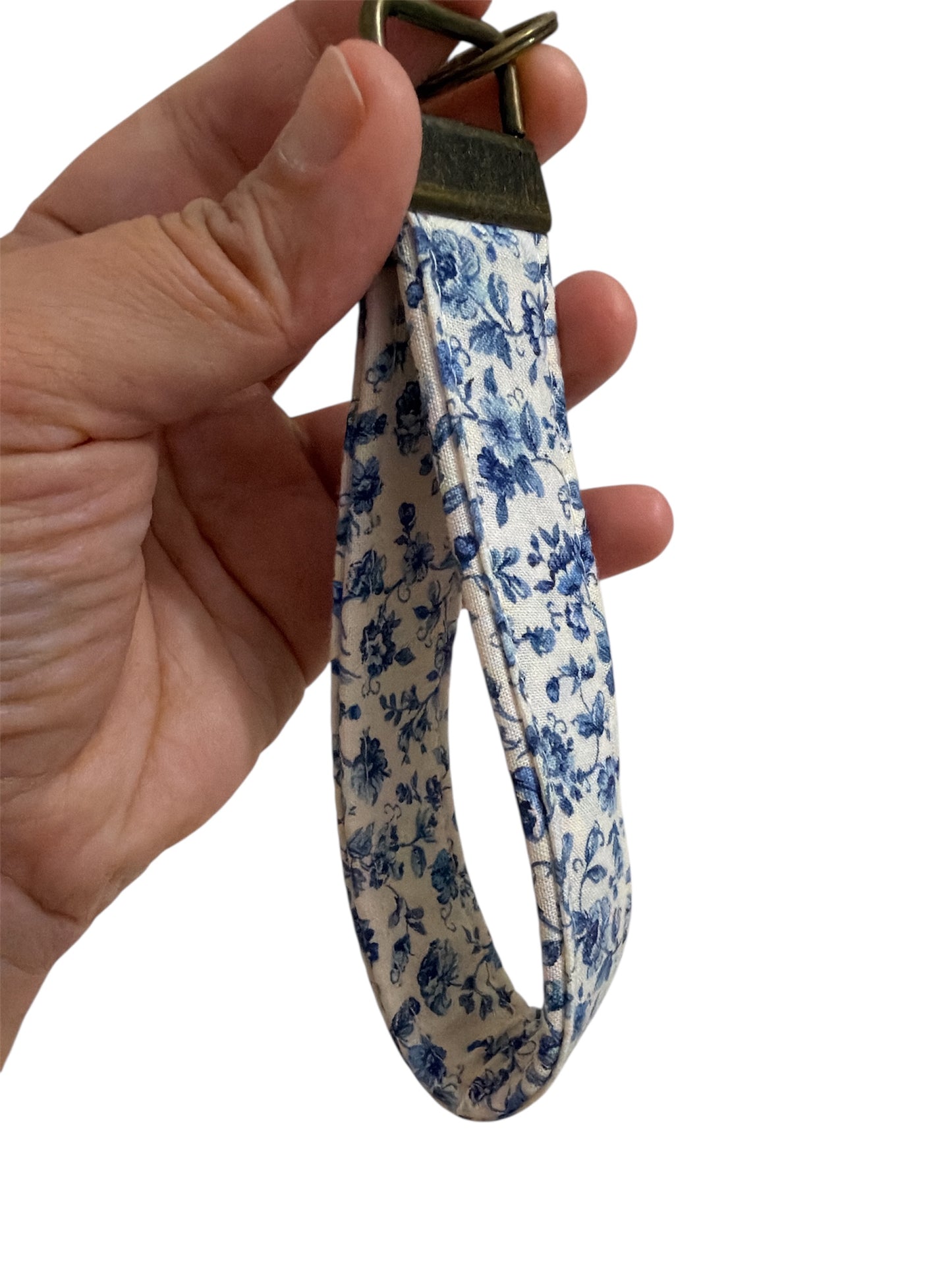 Blue Floral Wristlet Keychain