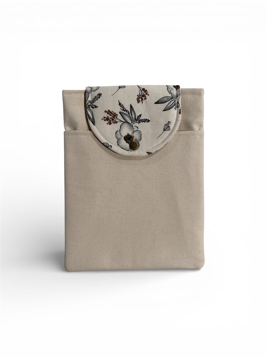 floral canvas ipad sleeve neutral tablet case soft padded ipad cover lightweight minimalist sleeve