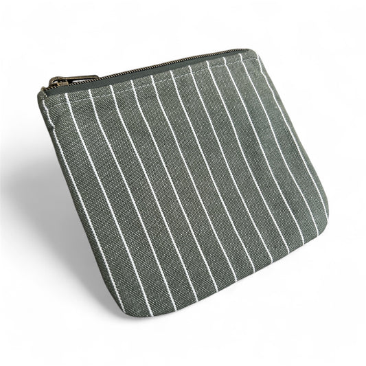 Medium Zip Pouch - Green Striped