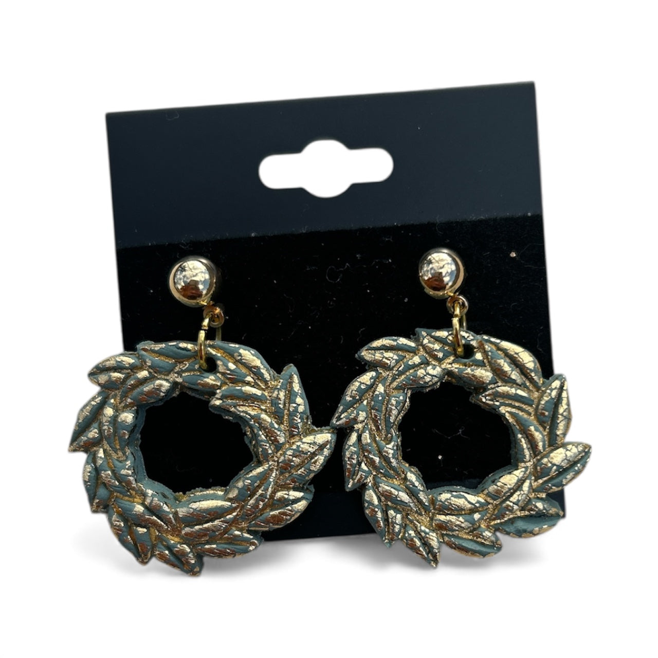 Christmas Wreath Clay Earrings