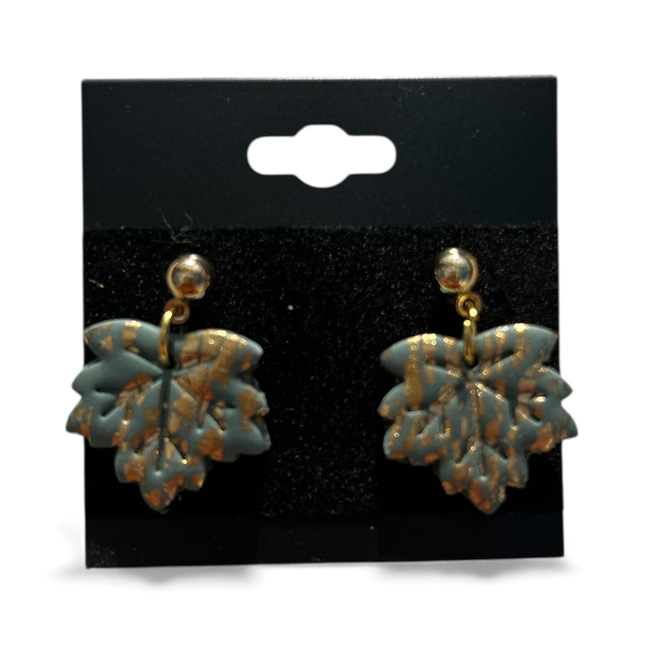 Green Leaves Clay Earrings