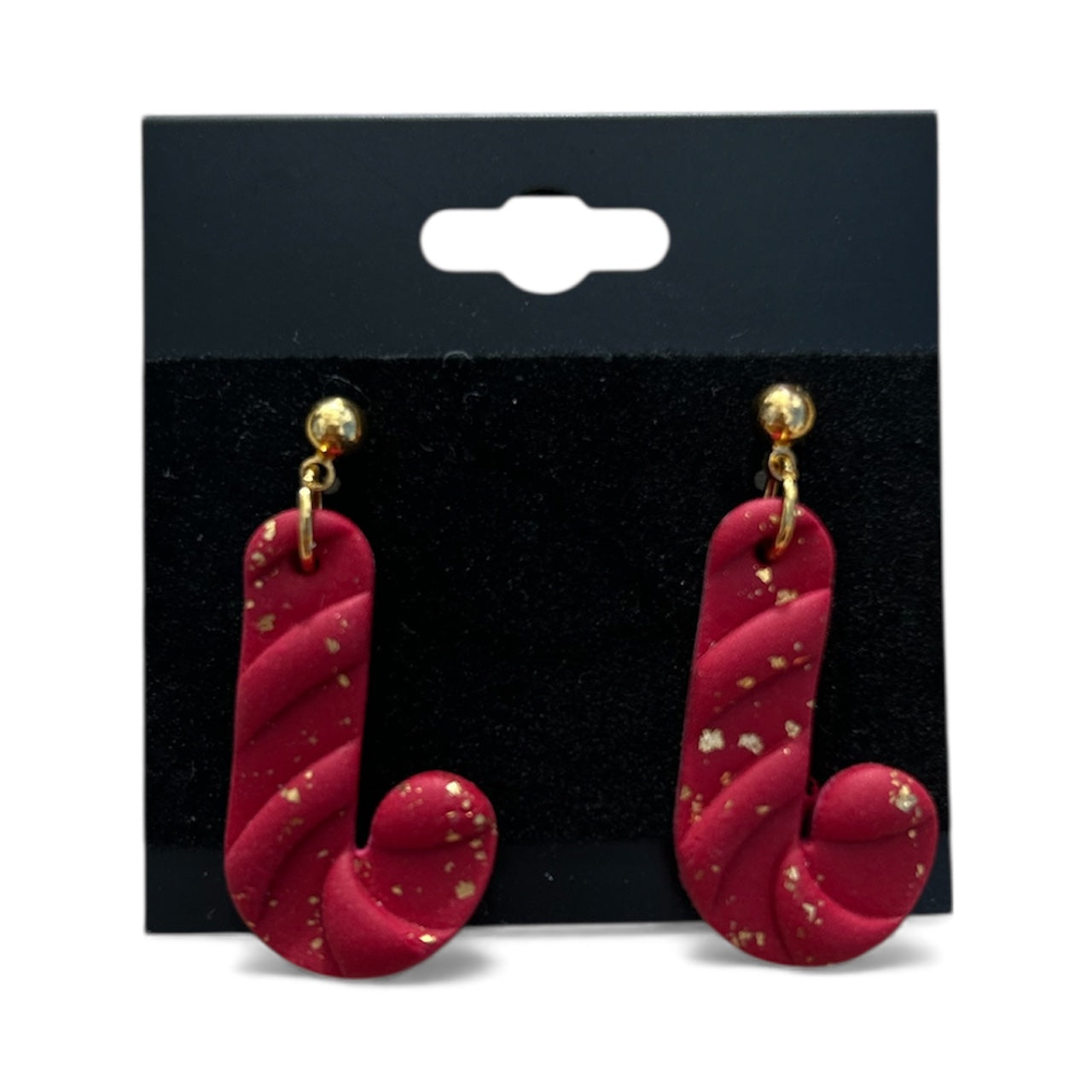 Candy Cane Clay Earrings