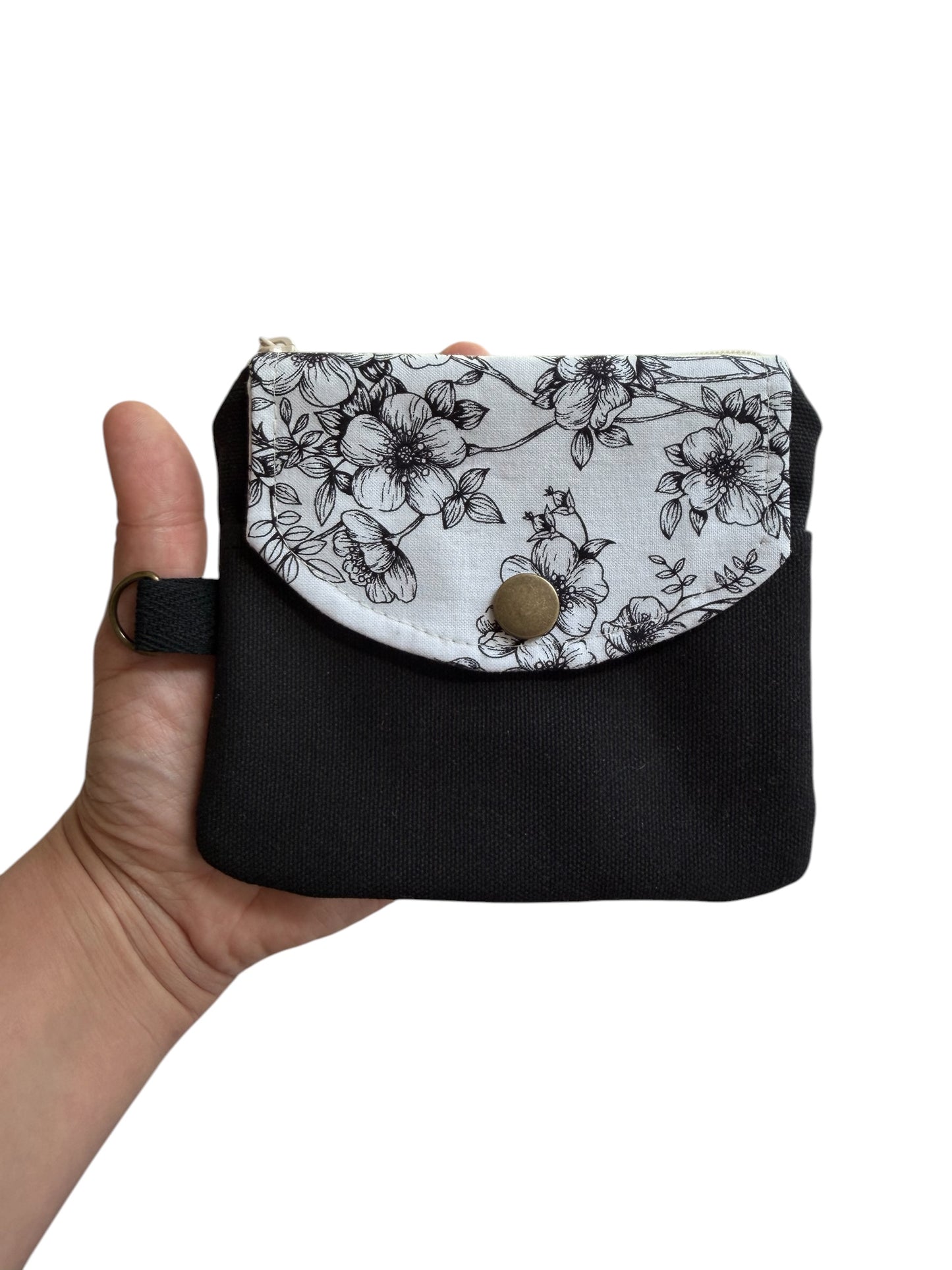 Florence Black Floral Keychain Wallet