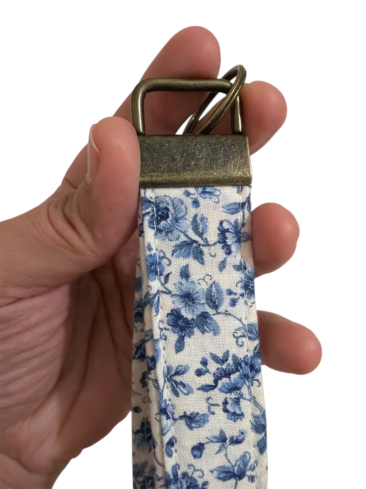 Blue Floral Wristlet Keychain