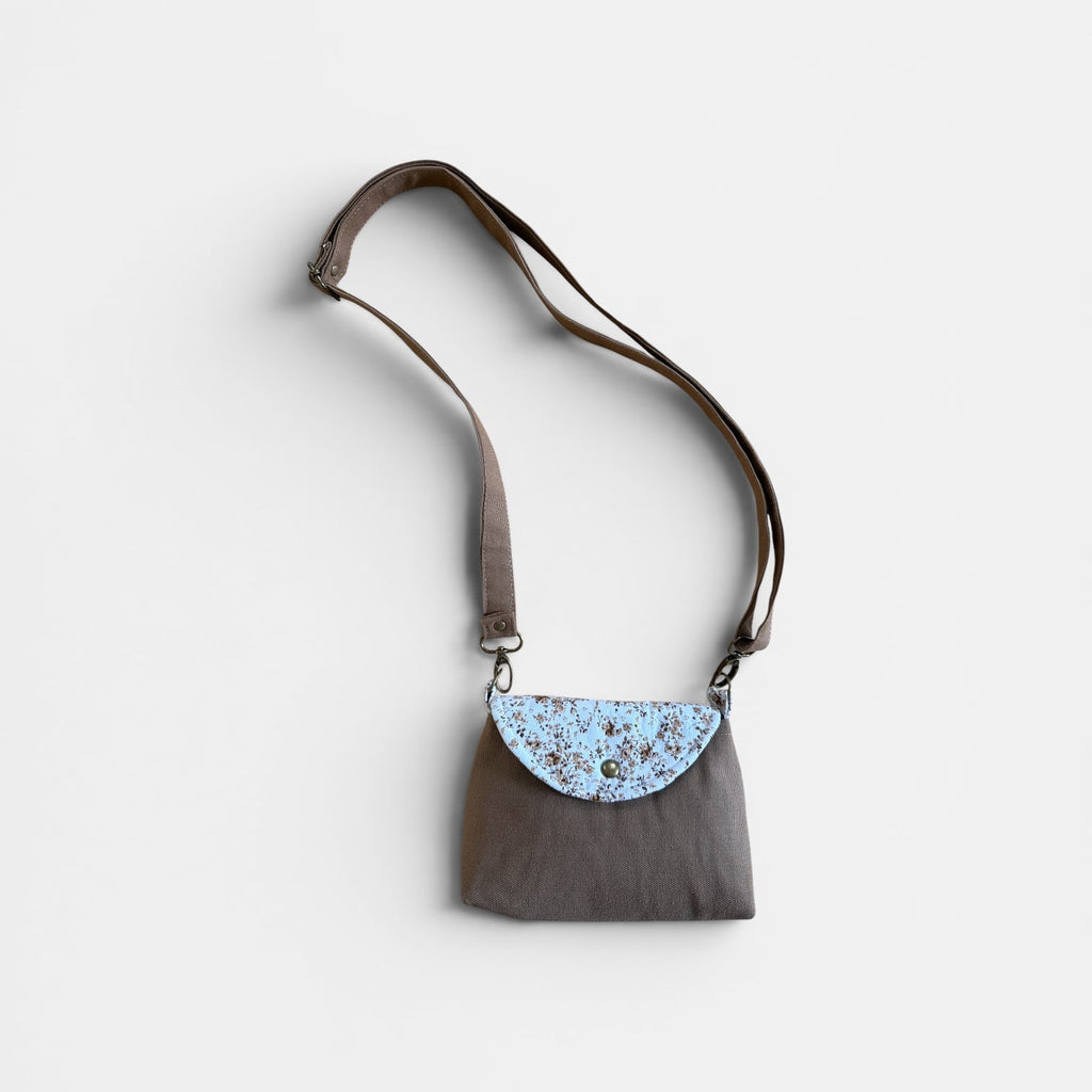 Florance Coffee Canvas Floral Crossbody Bag