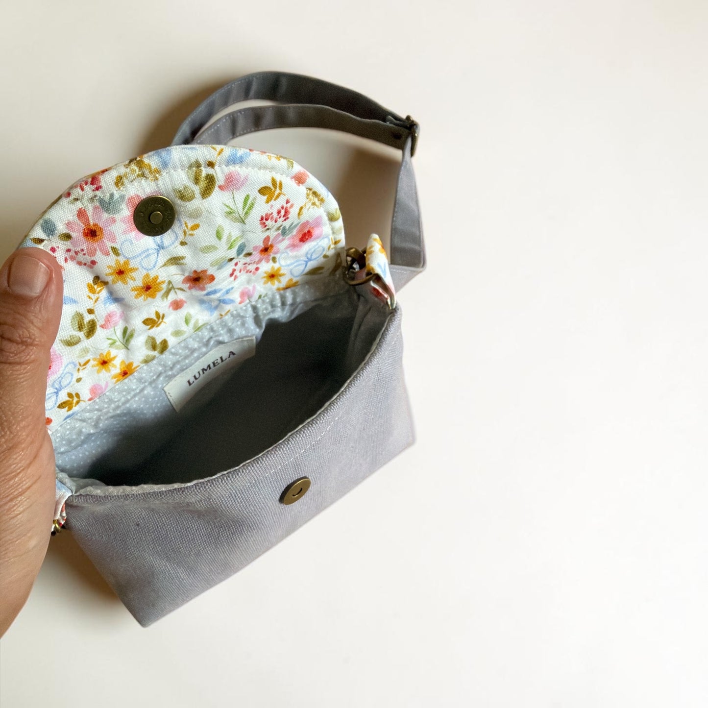 Florance Gray Canvas Floral Crossbody Bag