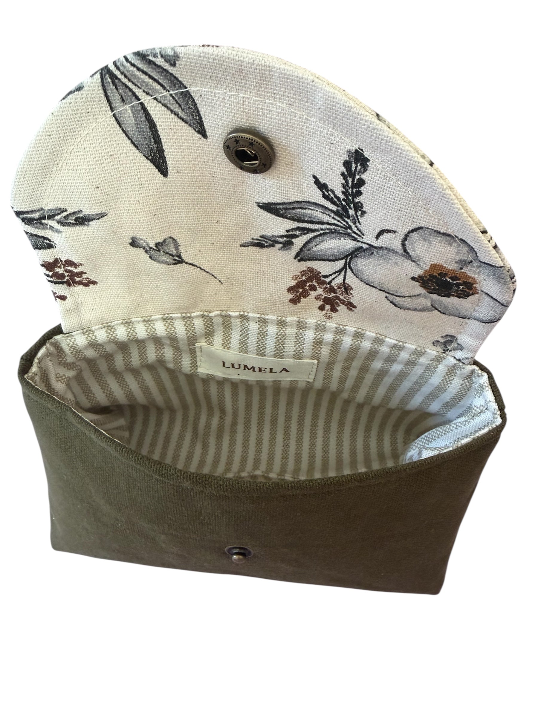 Inside of meadow canvas clip-on pouch showing interior