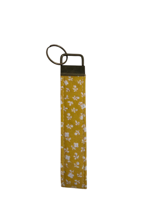 Yellow Floral Wristlet Keychain