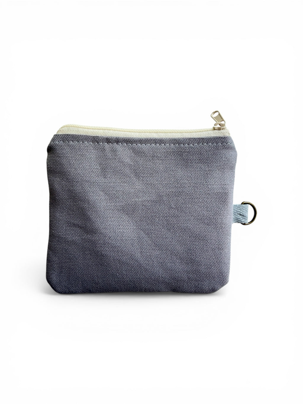 Back of Florence gray canvas keychain wallet