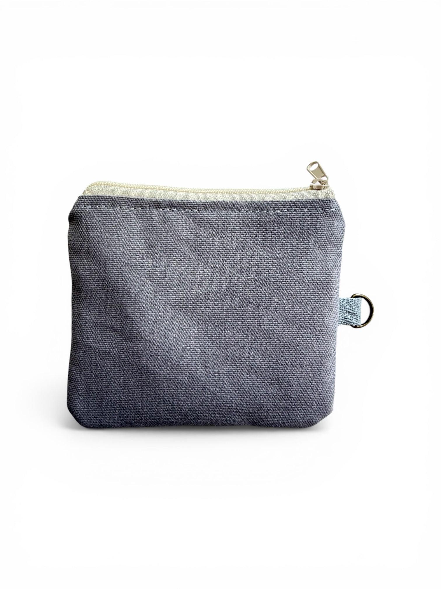 Back of Florence gray canvas keychain wallet