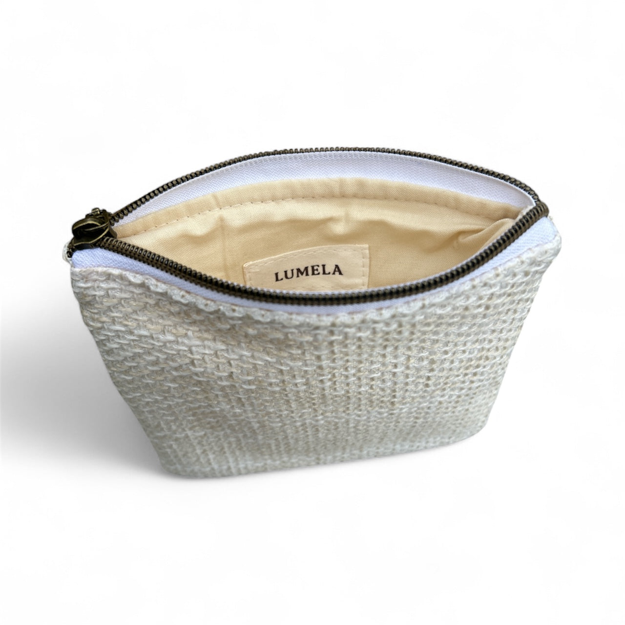 Mini Zip Pouch - Woven Cream