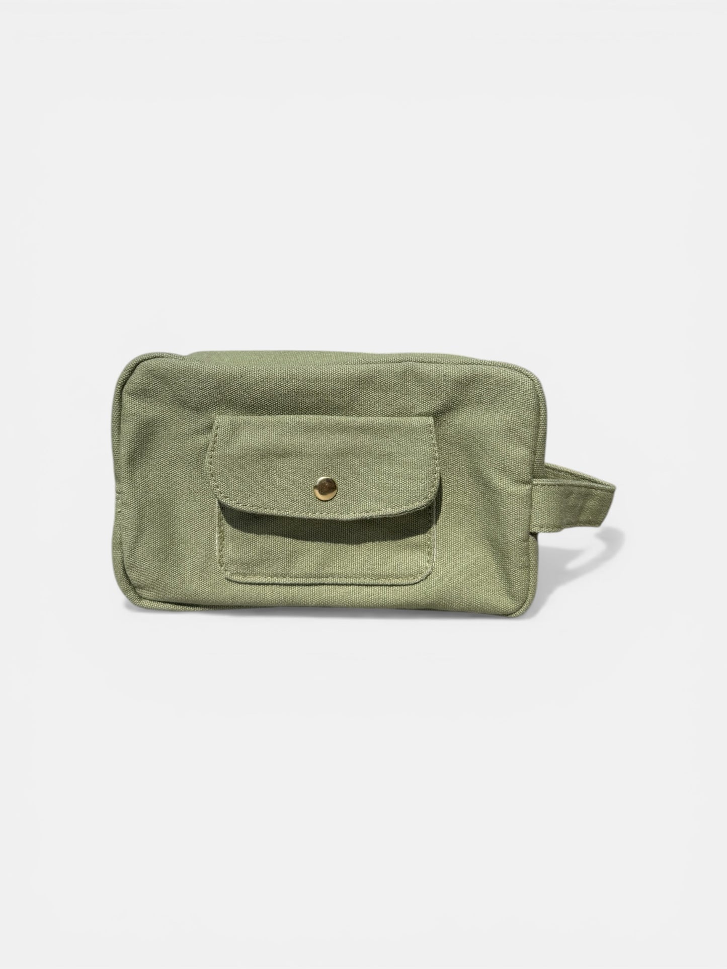 Lumela Olive Green Canvas Makeup Bag and Toiletry Pouch minimalist travel pouch