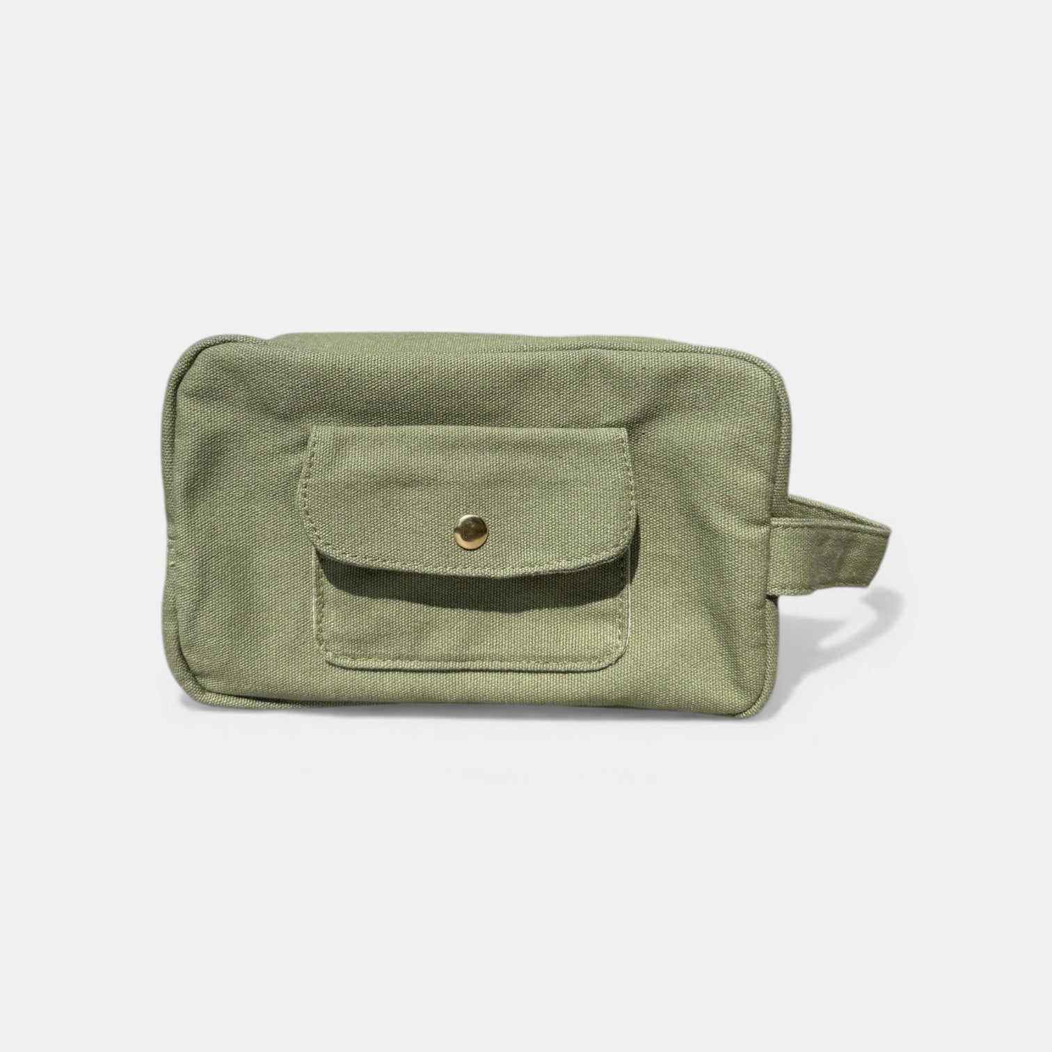 Lumela Olive Green Canvas Makeup Bag and Toiletry Pouch minimalist travel pouch