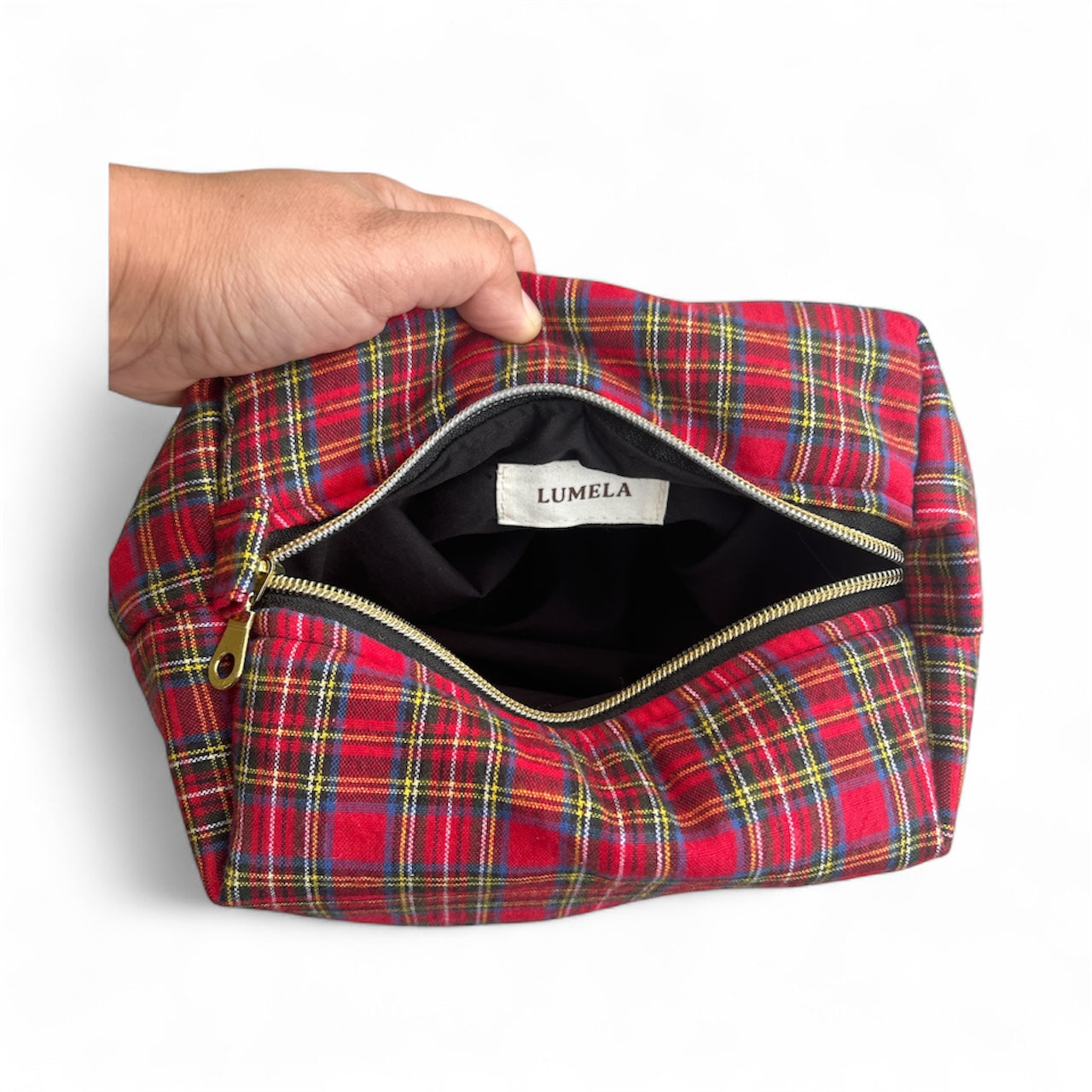 Boxy Makeup Bag - Christmas Festive Plaid