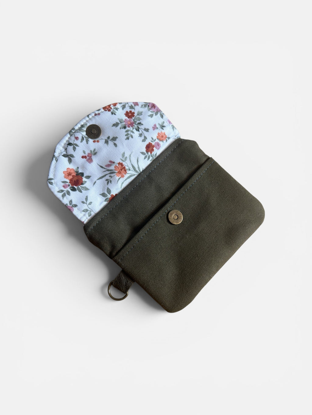 English Garden Olive Canvas Keychain Wallet