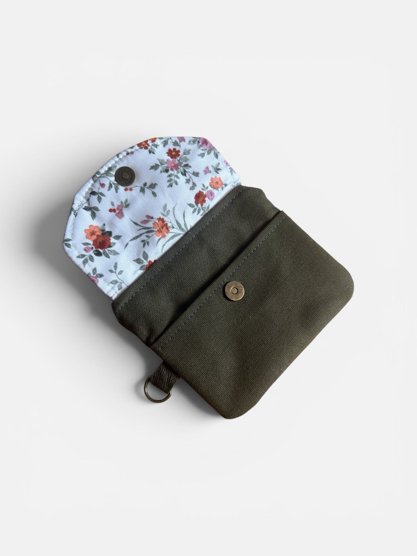 English Garden Olive Canvas Keychain Wallet