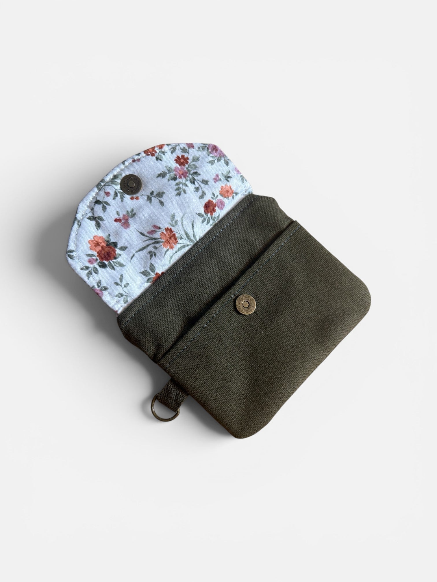 English Garden Olive Canvas Keychain Wallet