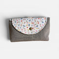 Gray Floral Washed Canvas Clip-on Pouch